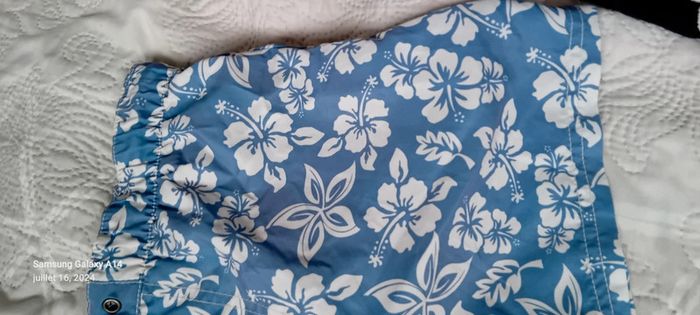 Short de bain motif hawaïen bleu garçon 10 ans kihawo - photo numéro 6