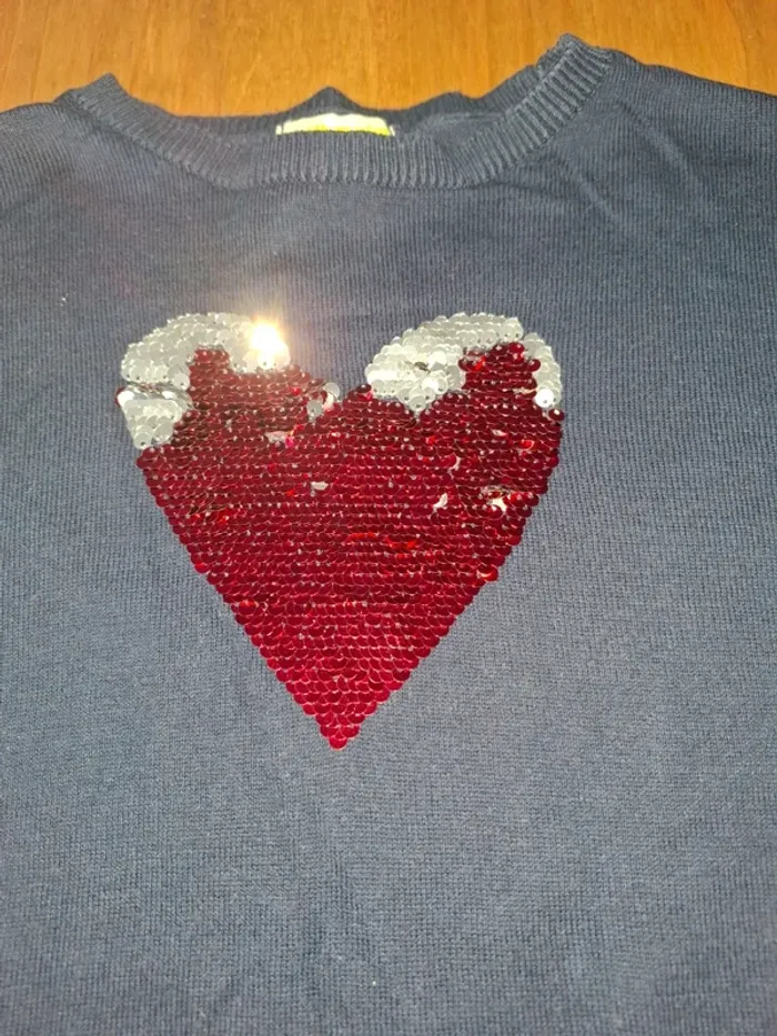 Pull chemise coeur sequins Vertbaudet 10 ans - photo numéro 5
