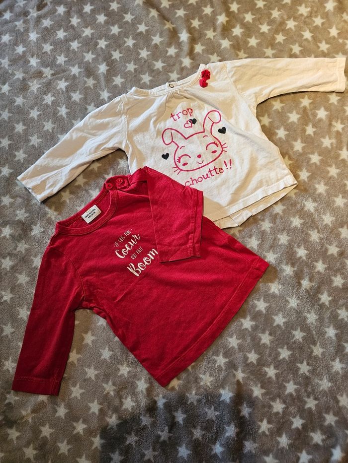 Lot de 2 t-shirts fille ML 6 mois