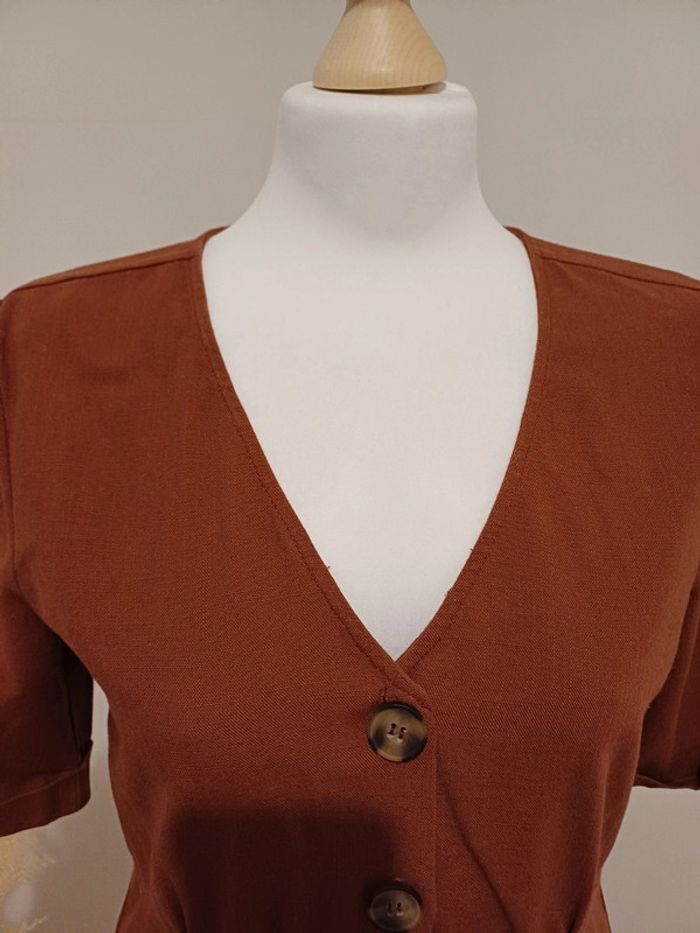 Robe boutonnée couleur rouille Gina Tricot taille S 36 - photo numéro 2