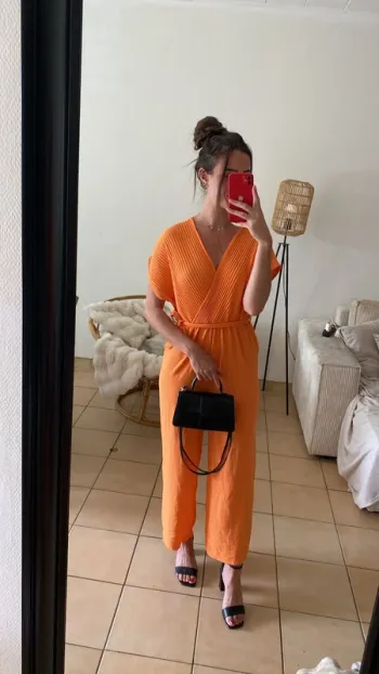 Jolie combinaison manches courtes orange