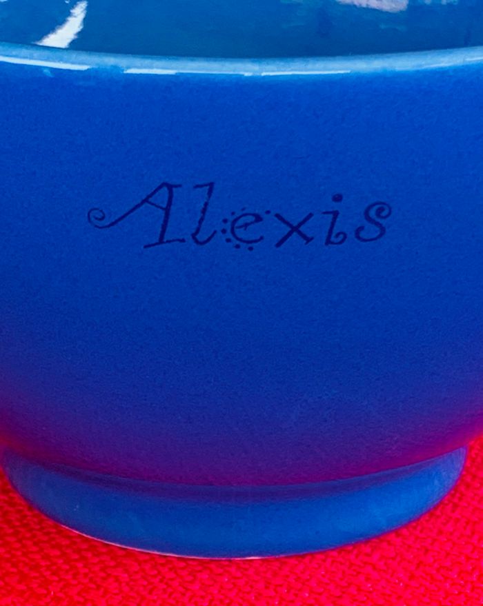 1 Bol bleu en céramique avec prénom gravé à choisir - photo numéro 4