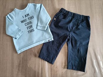 Ensemble T Shirt manches longues/ pantalon bleu marine 3 mois