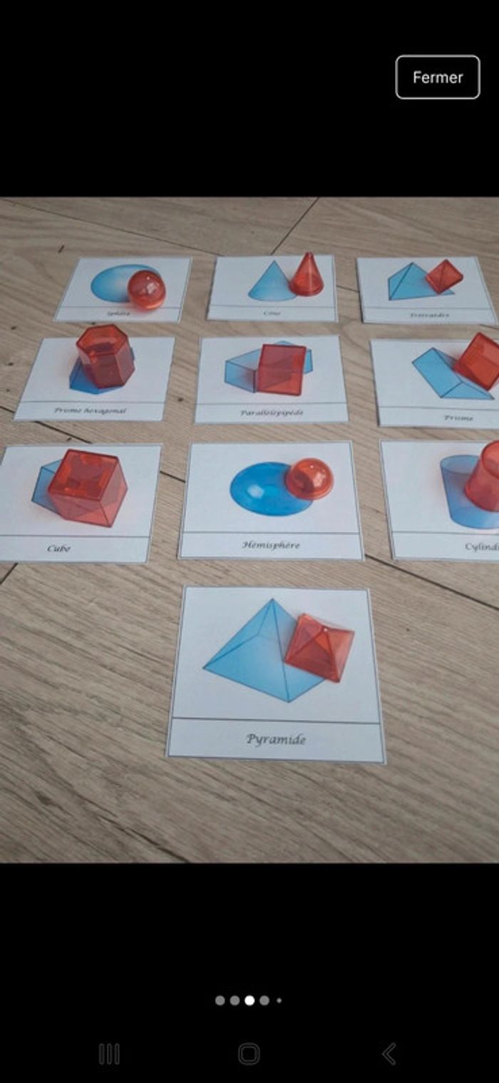 Cartes nomenclature et figurines solides volumes geometrie - photo numéro 3