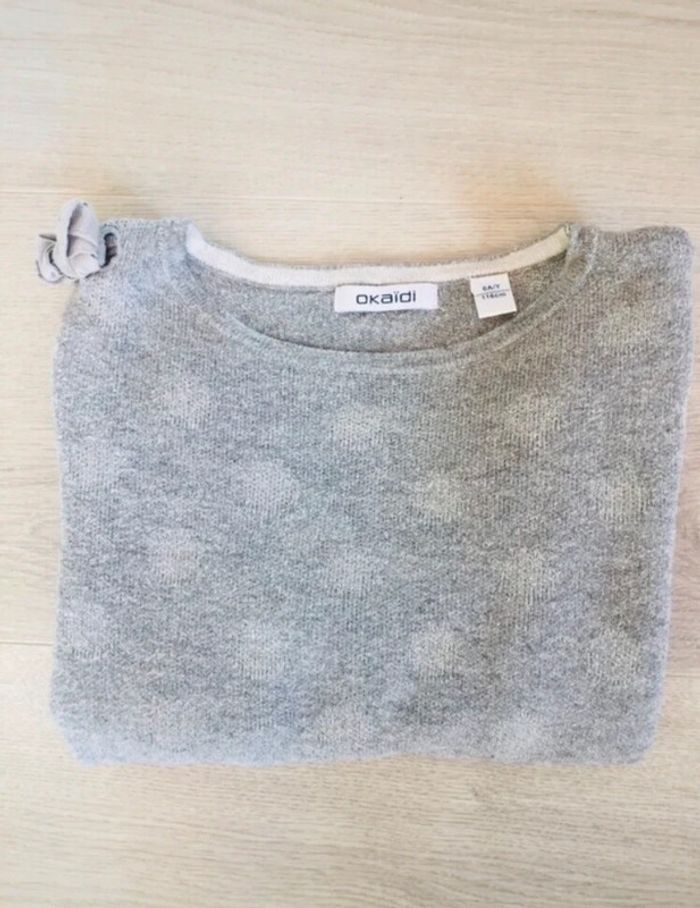 Pull fille gris à pois brillants fille 6 ans okaidi