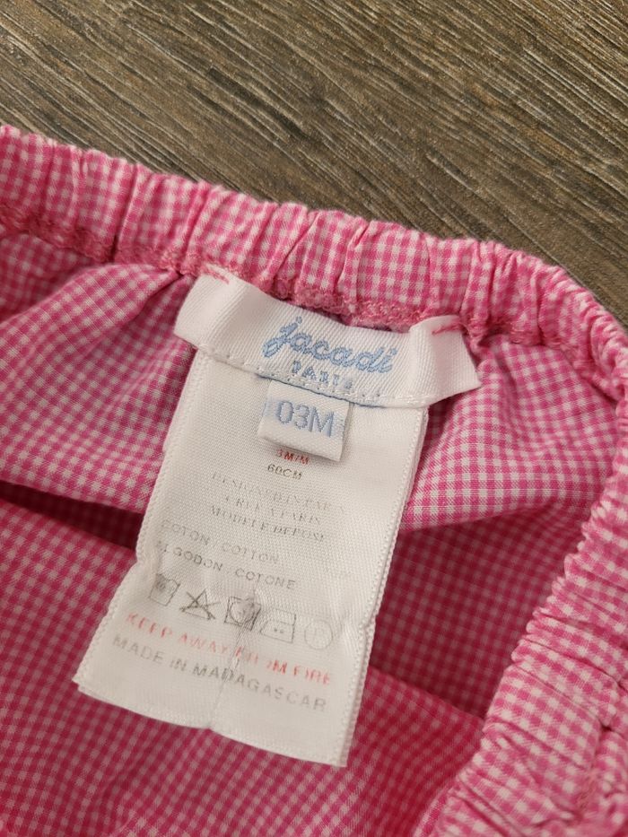 Jacadi - robe à smocks vichy rose + culotte 3 mois - photo numéro 6