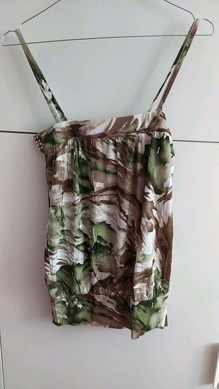 Top bustier M vert marron bon prix strass - photo numéro 5