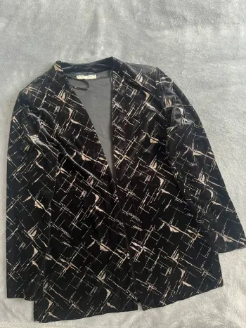 Veste blazer en velours noir et doré pailleté – Simon Jeffrey T.42 (UK 14)