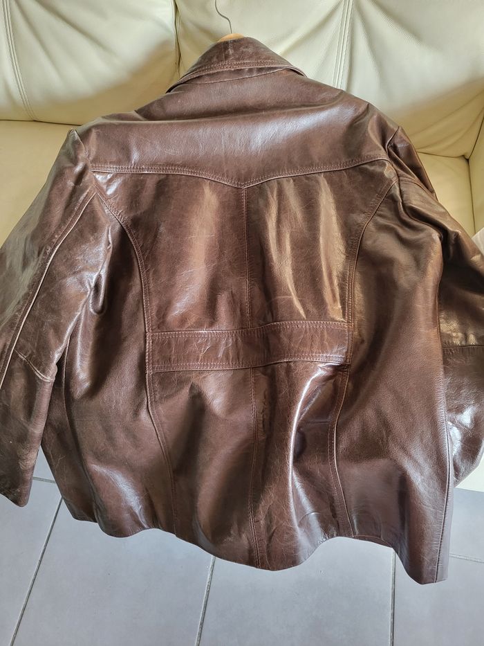 Veste en cuir marron taille L - photo numéro 2