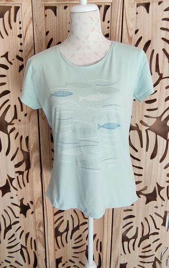 Tee shirt impression poissons pailletés T XL Alma Mater