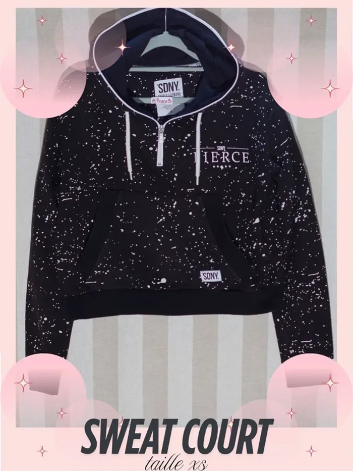 Sweat noir tacheté court à capuche Supply & Demand SDNY - Taille S