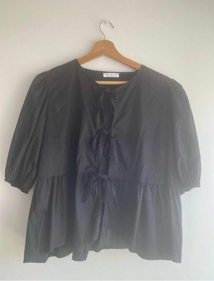 Blouse manche courte à noeud - photo numéro 2