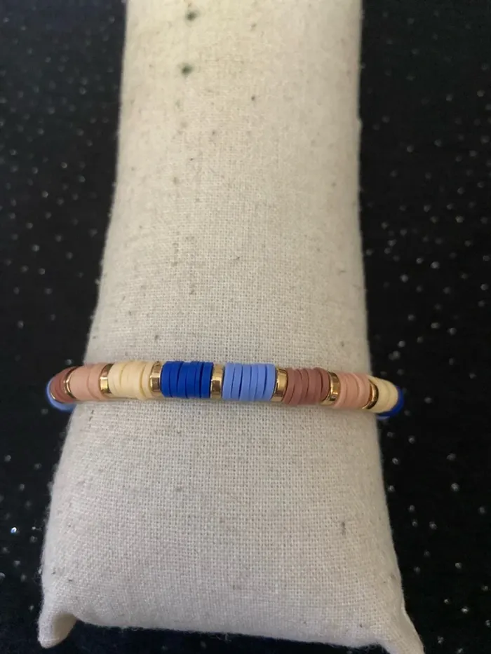 Bracelet heishi bleu marron