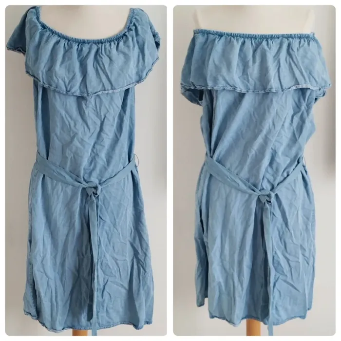 Robe en jean bleu clair légère manches courtes avec ceinture Kiabi taille 50-52