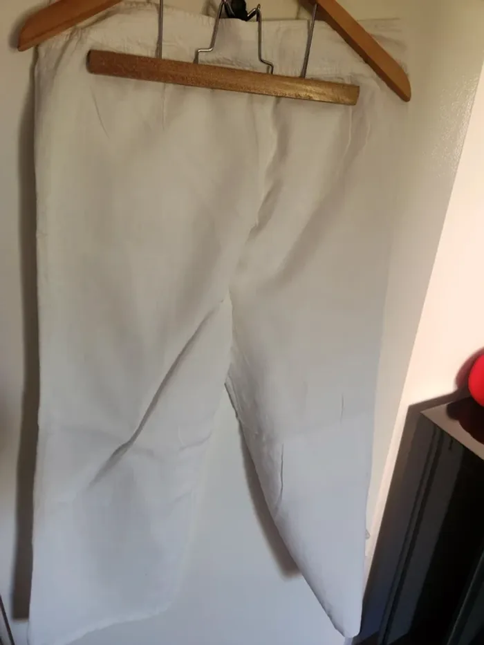 Élégant pantalon blanc été taille 40 en lin un jour ailleurs - photo numéro 3