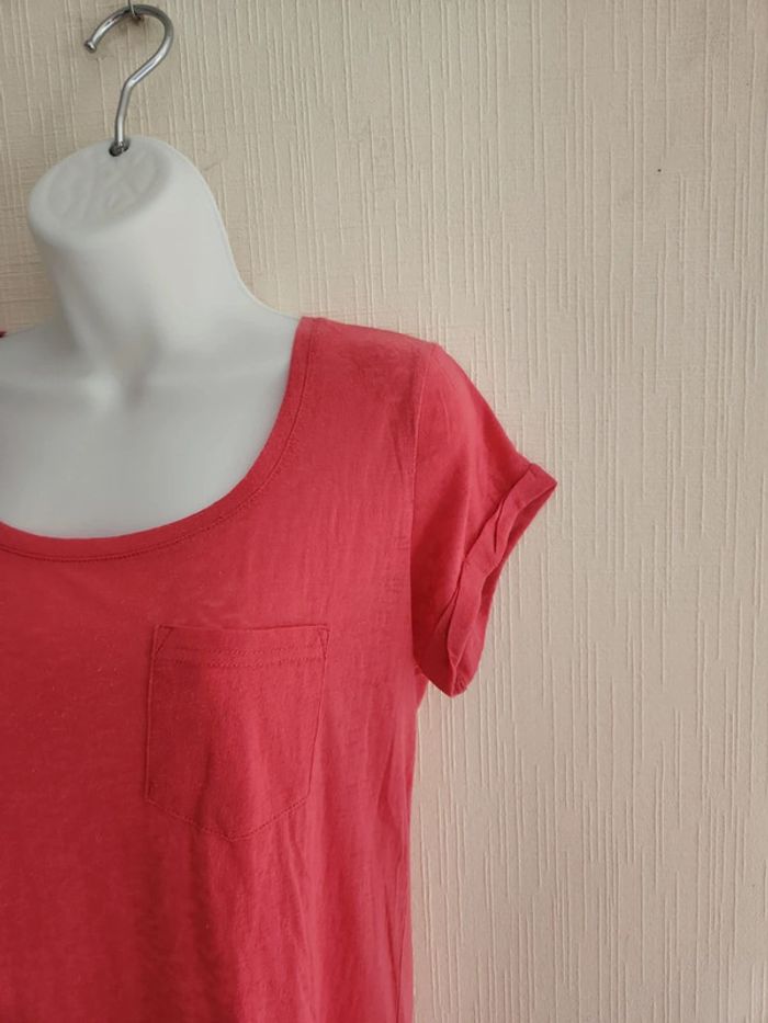 Tee-shirt rose manches courtes avec poche poitrine - photo numéro 4