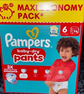 3 cartons de couches Pampers taille 6 pants 