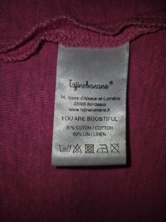Tshirt allaitement lin et coton tajine banane rose M - photo numéro 5