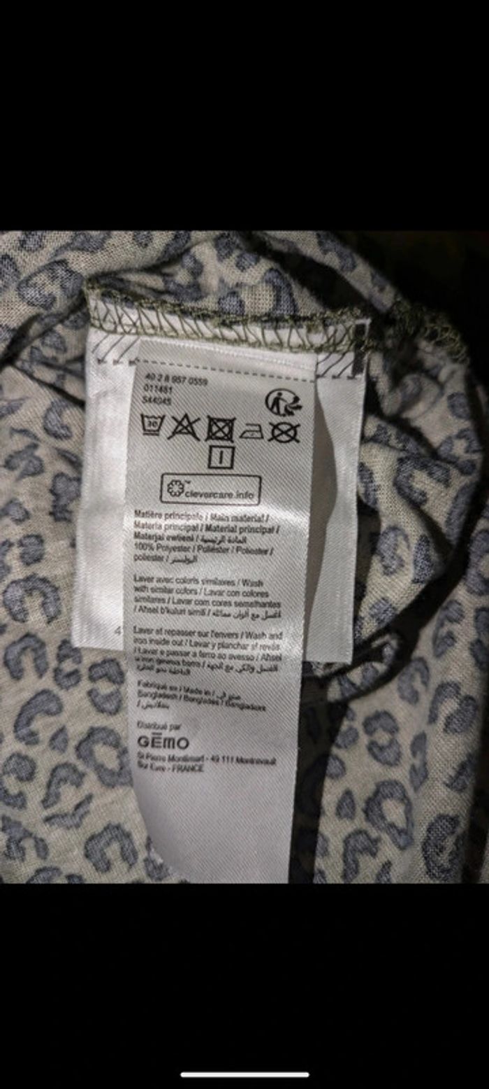 Blouse haut Tshirt manche 3/4 léopard kaki - photo numéro 7