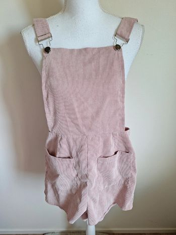 Salopette short t36 rose velours #F36S-253