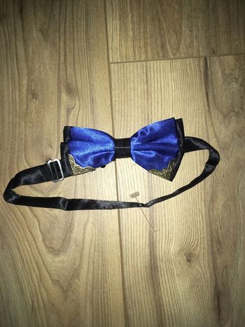 Noeud papillon réglable satin bleu et noir