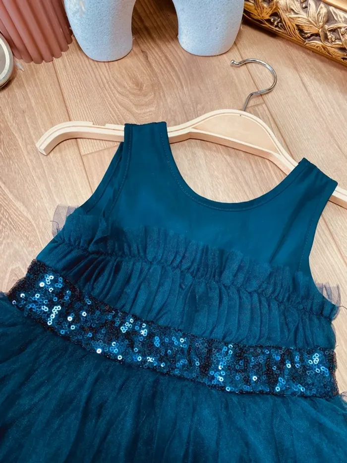 Taille 2 ans Robe créateur fille TAO bleu marine * sequins tulle * 💙 - photo numéro 2