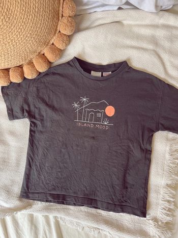 Tee-shirts Zara noir island mood maison palmier 104