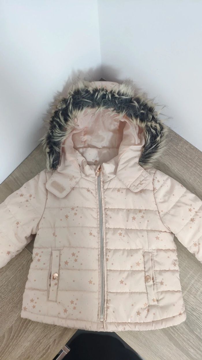 Manteau blouson doudoune polaire Kiabi rose étoiles 3 ans fille