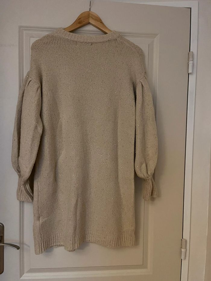 Robe / Pull ample beige pailleté - photo numéro 2