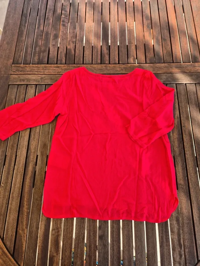 Blouse Camaïeu rouge manches 3/4 T.38 - photo numéro 4