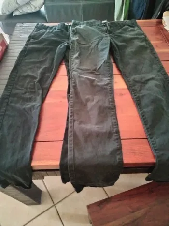 Lot de 2 pantalons en toile uni noir en 16 ans Gémo