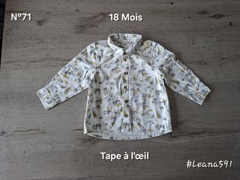 🌷N°71🌷Chemise Longues Manches - Tape à l'œil - 18 Mois🌷