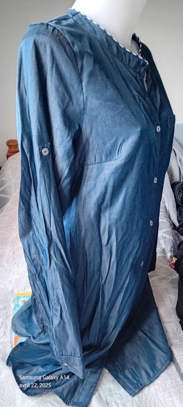 Robe chemise bleu jean satinée femme 42 Saturne Paris - photo numéro 9