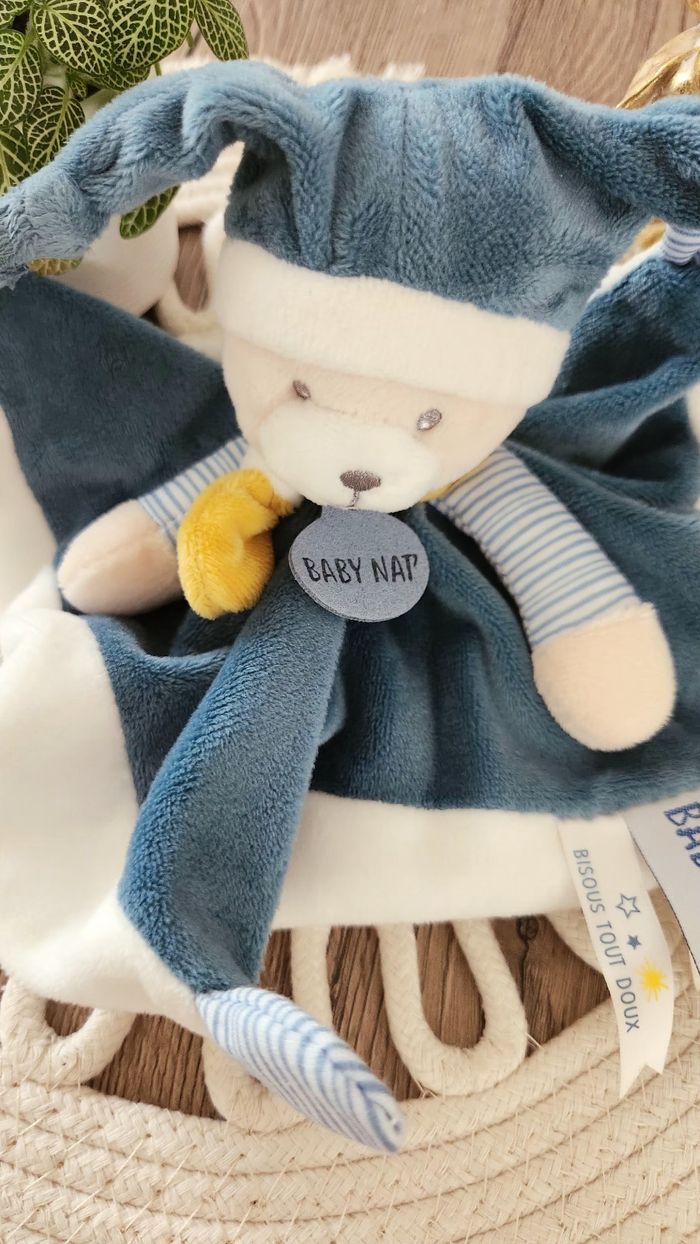 Doudou Lange Ours Baby Nat Turquoise Beige - photo numéro 3