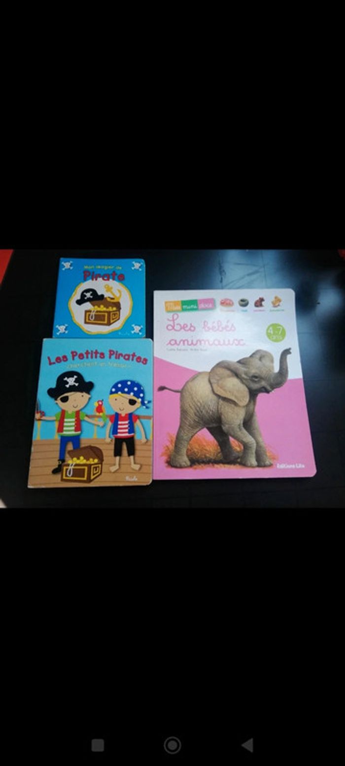 Lot 3 livres 2 pirates et 1 bébé animaux 1€5