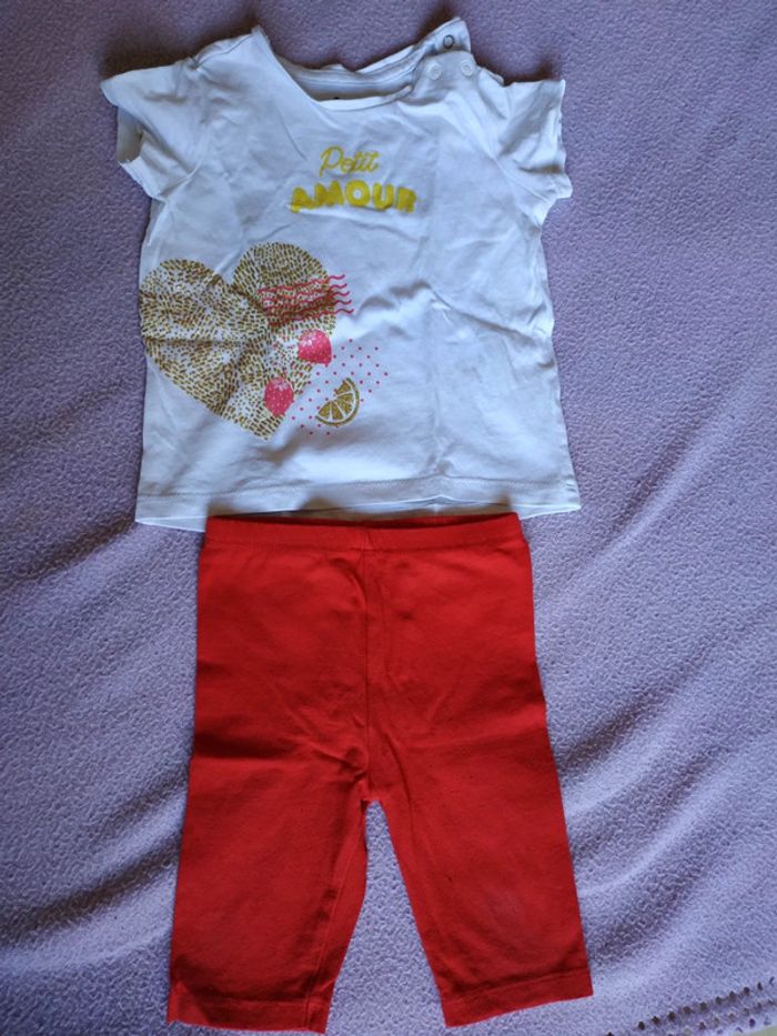Ensemble t-shirt et legging rouge + 1 legging rose - photo numéro 2