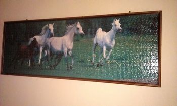 Grand tableau Puzzle chevaux encadré