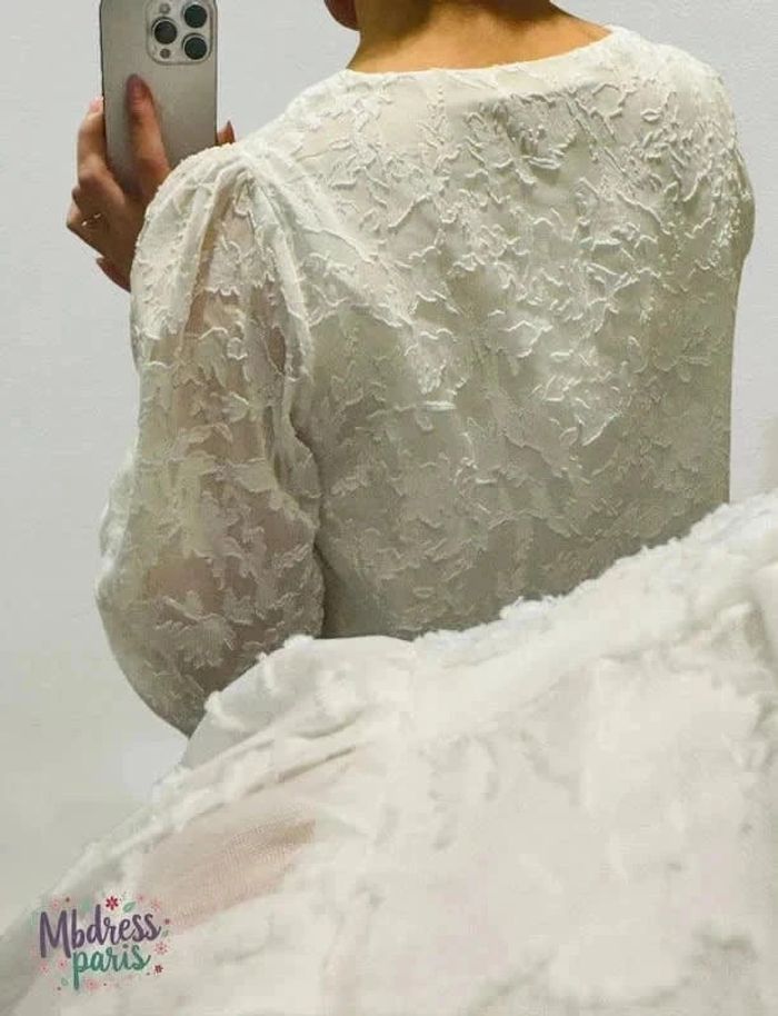 Belle blouse femme manches longues dentelle blanche T40/L - photo numéro 5
