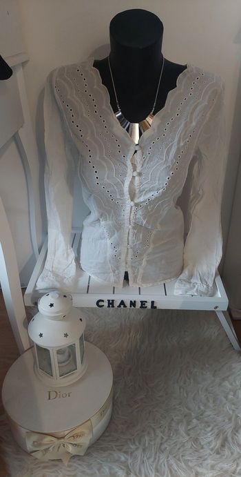 Blouse/chemisier brodé blanc T.M Kiabi TBE 🕊️