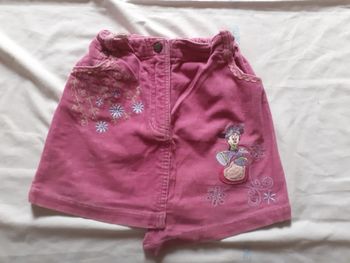 Jupe rose en velours côtelé motif Minnie