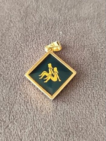 Pendentif Gémeaux doré et bleu