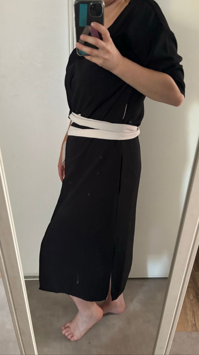 Robe noir Mango , ceinture Blanche , M - photo numéro 3