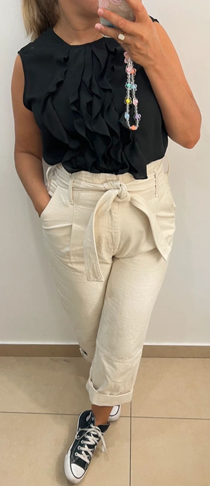 Blouse Noire Sans Manches Taille L - photo numéro 2