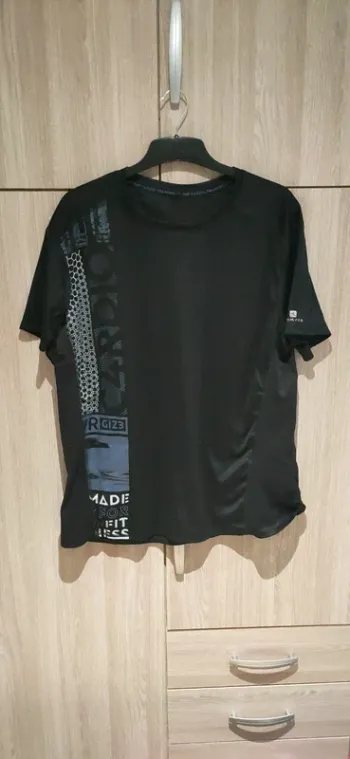 T shirt de sport noir Cardio, matière légère