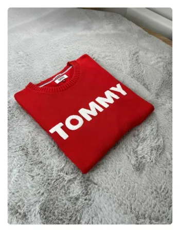 Pull Tommy Jeans fine maille rouge M