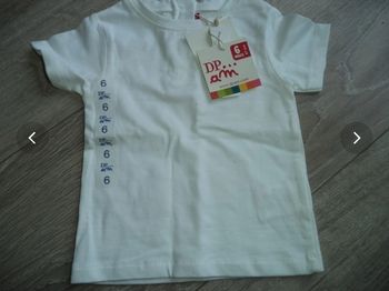 Tee-shirt neuf mixte blanc 6 mois DPAM