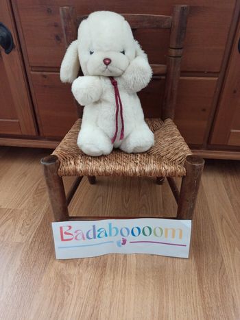 peluche vintage Gund chien blanc grelot
