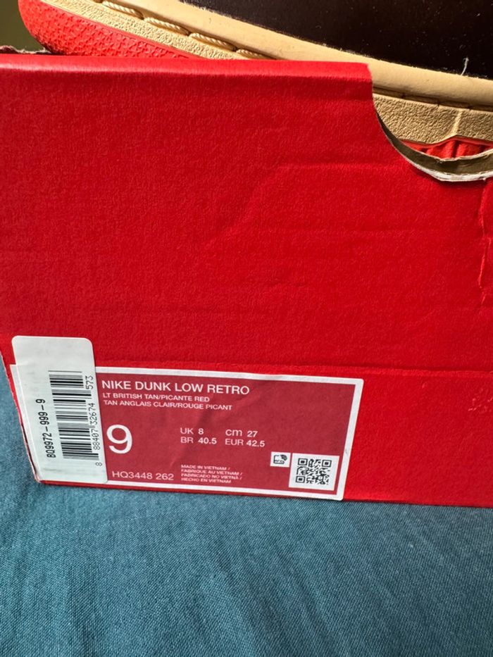 🔥 Nike Dunk Low Retro “Light British Tan / Picante Red” - photo numéro 3