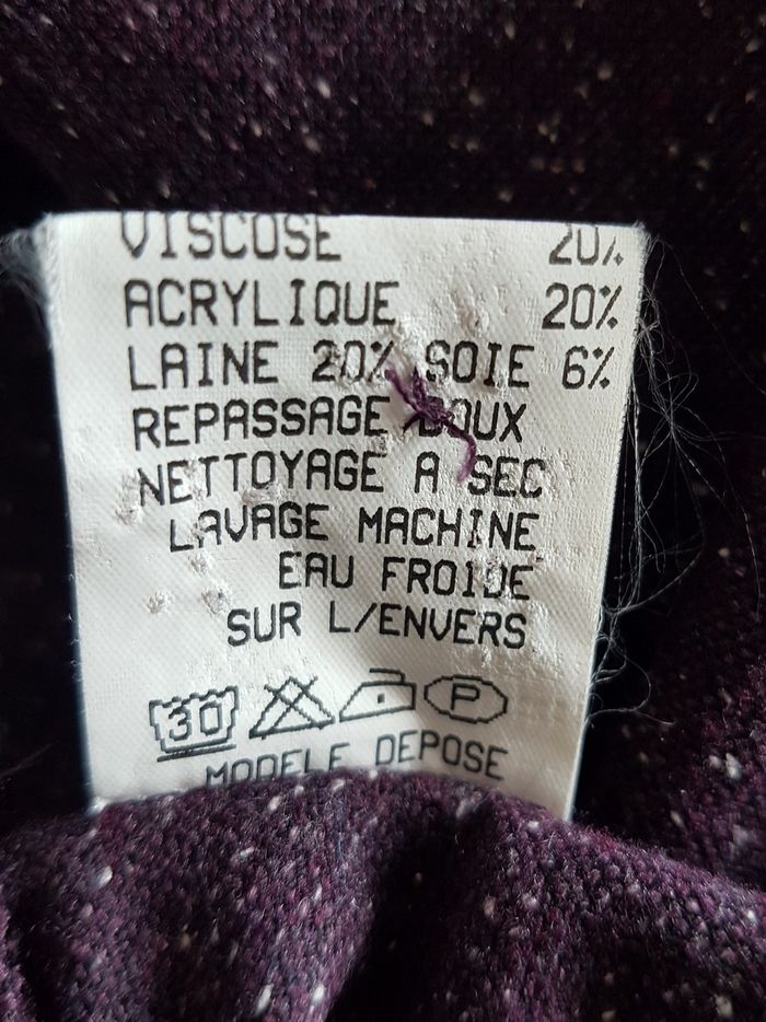 Veste femme lie de vin chiné. Mitsouki Paris, Made in France. Taille 4 (44/46). - photo numéro 6