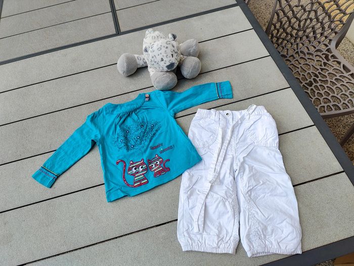 Magnifique ensemble fille blanc et turquoise 12 mois - photo numéro 5